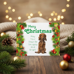 Dachshund God jul Helgdag Card Helg Vykort