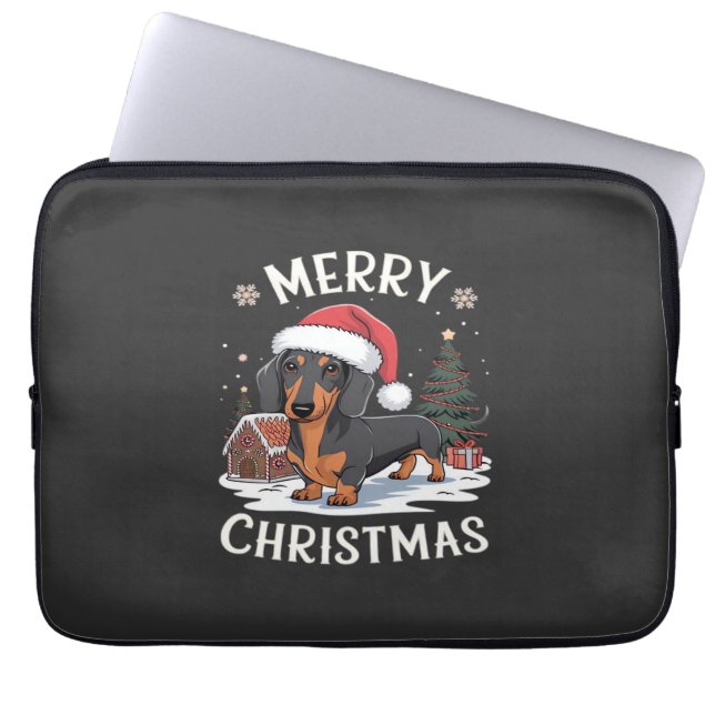 Dachshund God Jul Klassisk T-Shirt Laptop Fodral (Framsidan)