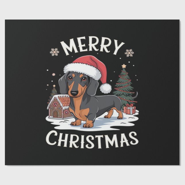 Dachshund God Jul Klassisk T-Shirt Presentpapper (Platt)