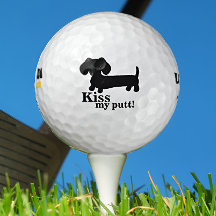 Dachshund Golfer Kiss My Putt Funny Golf Boll Gift