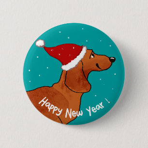 Dachshund Gott nytt år hund Knapp