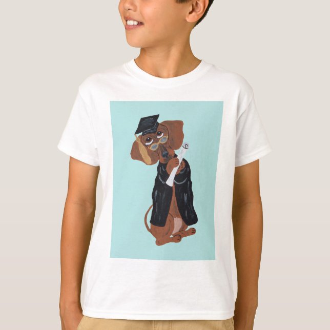 Dachshund Graduate T Shirt (Framsida)