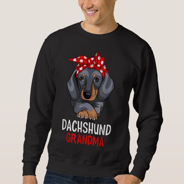 Dachshund Grandma Weenie Hund älskare Funny Weiner Lång Ärmad Tröja (Framsida)