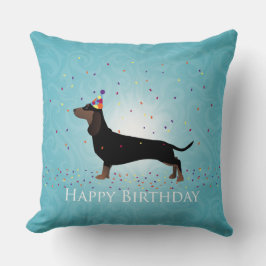 Dachshund Grattis på födelsedagen Design Kudde