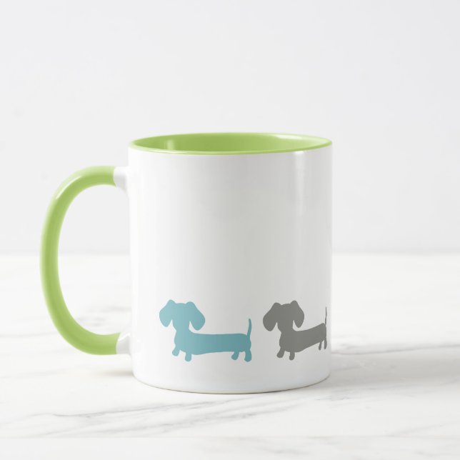 Dachshund Green Blue Coffee Mug Mugg (Vänster)
