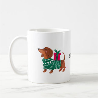 Dachshund grön tröja korv hund älskare kaffe kaffemugg