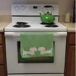 Dachshund Grönt Dish Towel Wiener Hund & Pappor Kökshandduk