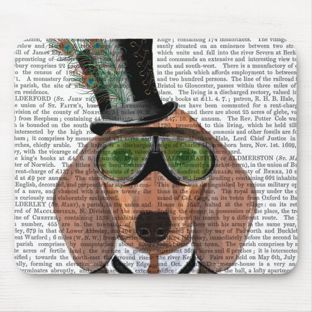 Dachshund Grönt Goggles Top hat Musmatta (Framsidan)