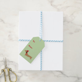 Dachshund-Grönt Märkre med med sträng Presentetikett