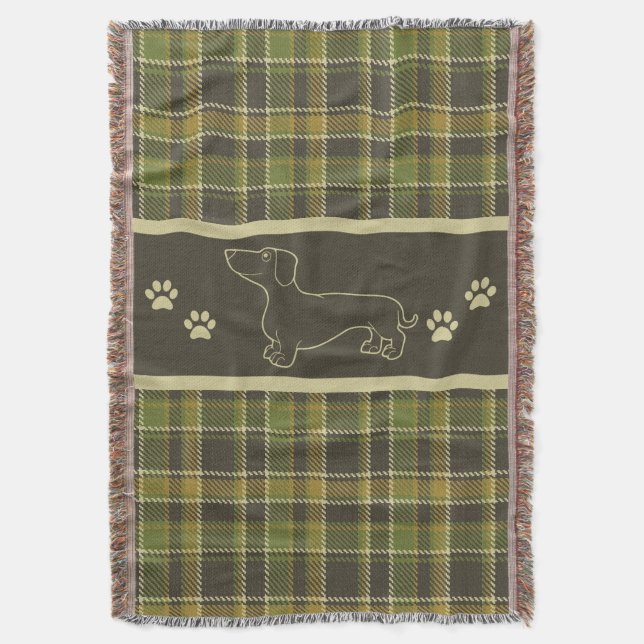 Dachshund Grönt Pput Throw Blanket Mysfilt (Framsidan Vertikal)
