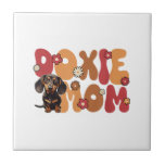 Dachshund Groovy World's Best Doxie Mamma Kakelplatta<br><div class="desc">Dachshund Groovy World's Best Doxie Mamma</div>