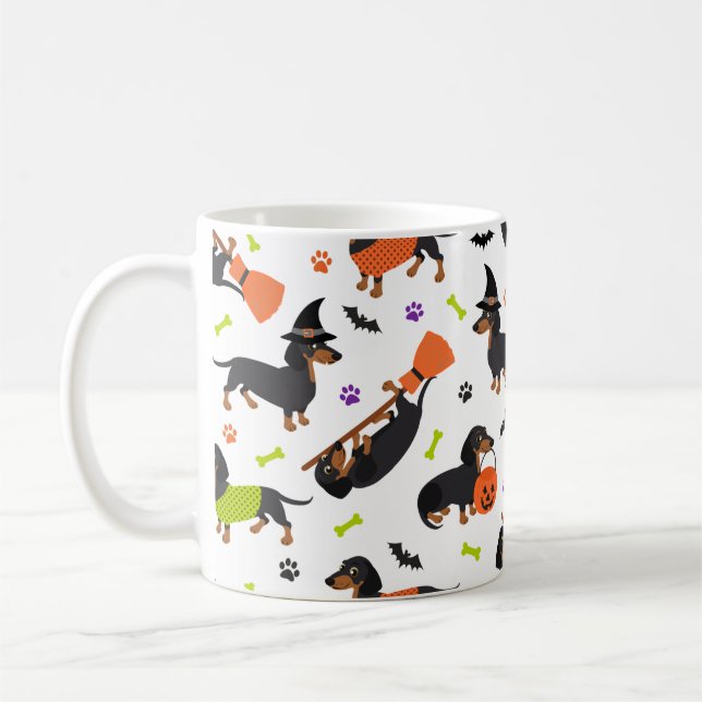 Dachshund Halloween Coffee Mugg (Vänster)