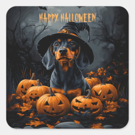 Dachshund Halloween Fyrkantigt Klistermärke