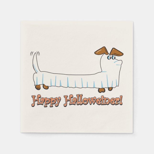 Dachshund Halloween Ghost Pappersservett (Framsidan)