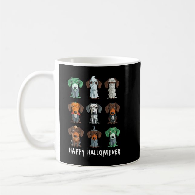 Dachshund Halloween Hallowiener Pumpkin Skeleton Kaffemugg (Vänster)