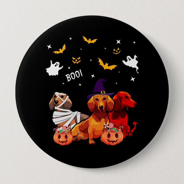 Dachshund Halloween Hund älskare Knapp (Framsida)