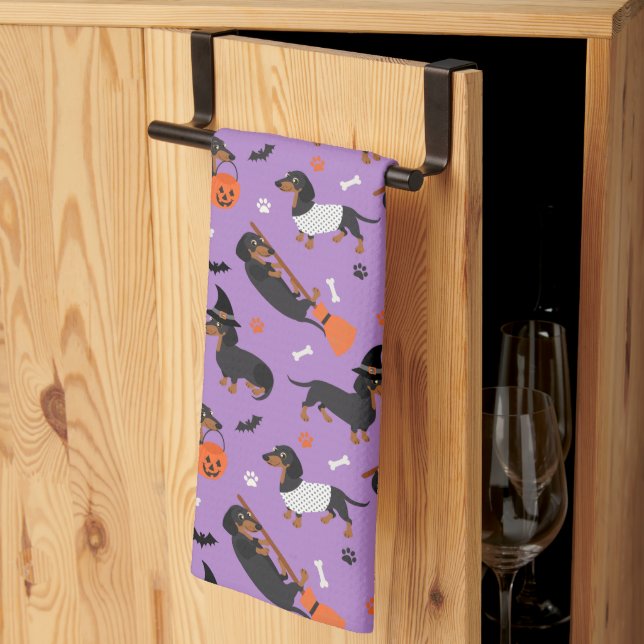 Dachshund Halloween Kitchen Towel Kökshandduk (Thirds Fold)