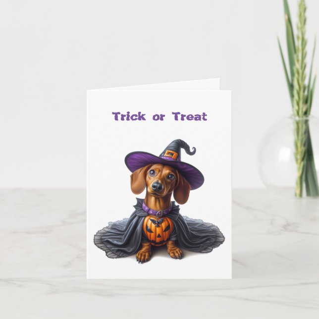 Dachshund Halloween-kort för mappad hälsning Kort (Framsida)