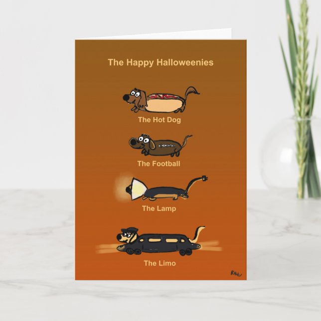 Dachshund Halloween-kort! Kort (Framsida)