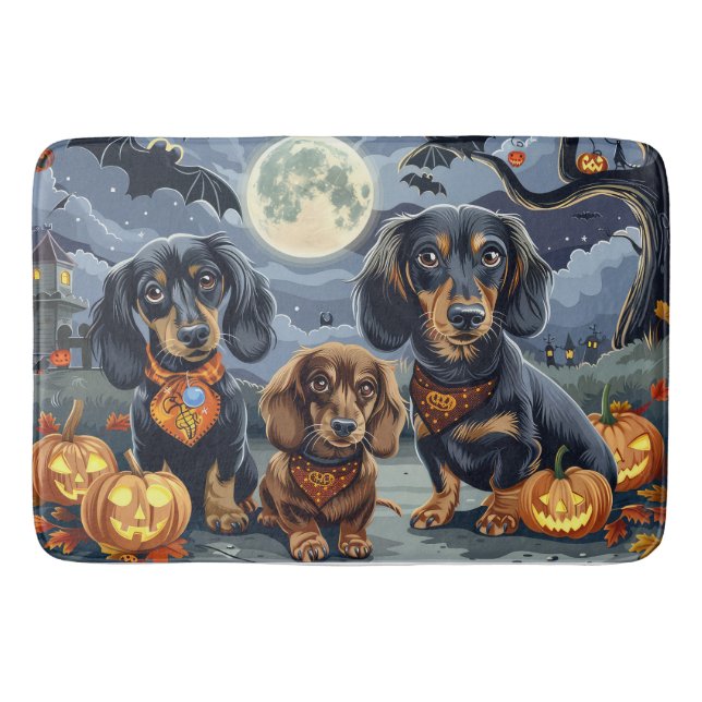 Dachshund Halloween Kuslig  Badrumsmatta (Framsidan)