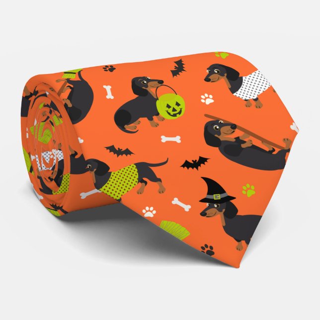 Dachshund Halloween Neck Tie Slips (Rullad)