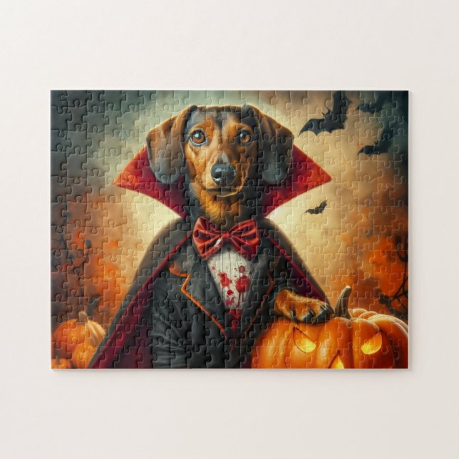 Dachshund Halloween Pussel (Horisontell)