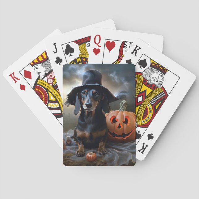 Dachshund Halloween Scary Casinokort (Baksidan)