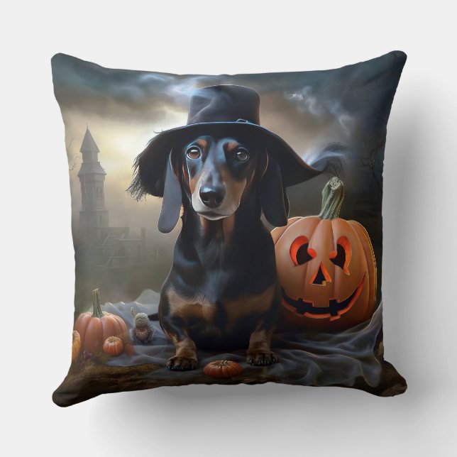 Dachshund Halloween Scary Kudde (Baksida)
