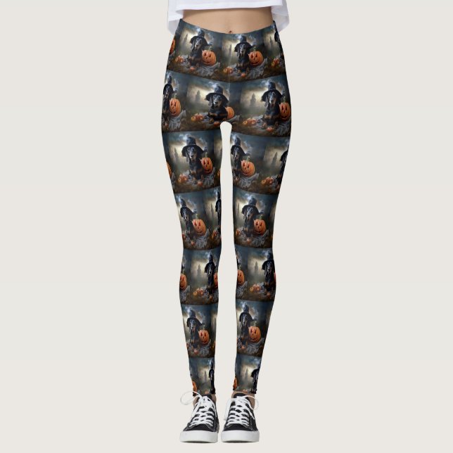 Dachshund Halloween Scary Leggings (Framsida)