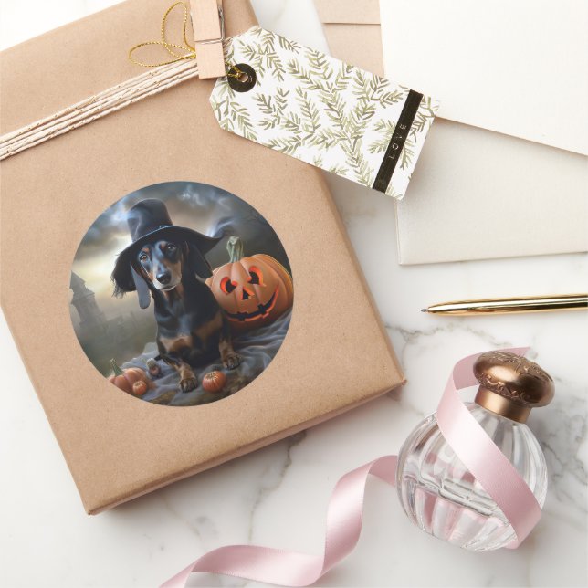 Dachshund Halloween Scary Runt Klistermärke (Gåvor)