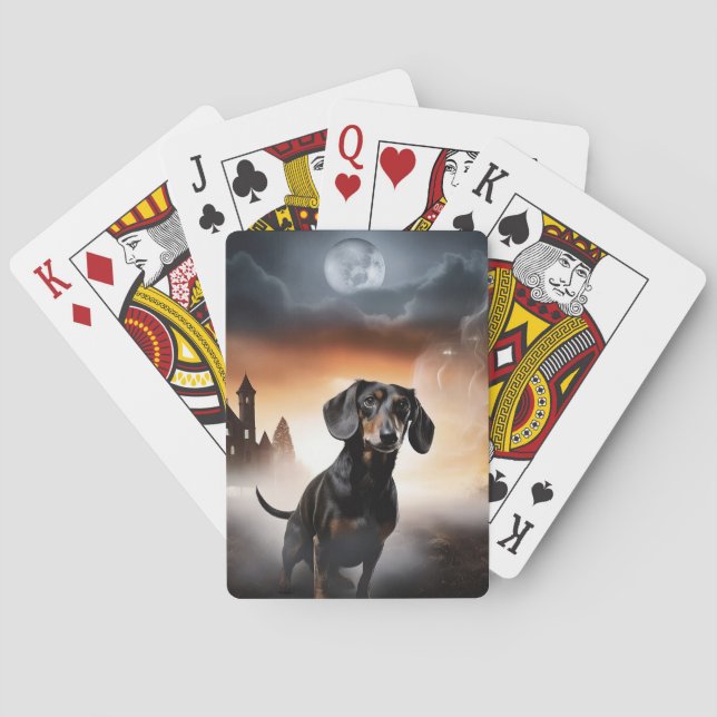 Dachshund Halloween Skräckinjagande Casinokort (Baksidan)