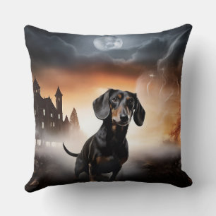 Dachshund Halloween Skräckinjagande Kudde