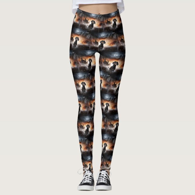 Dachshund Halloween Skräckinjagande Leggings (Framsida)