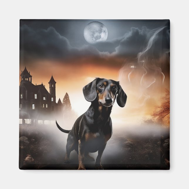 Dachshund Halloween Skräckinjagande Magnet (Framsidan)