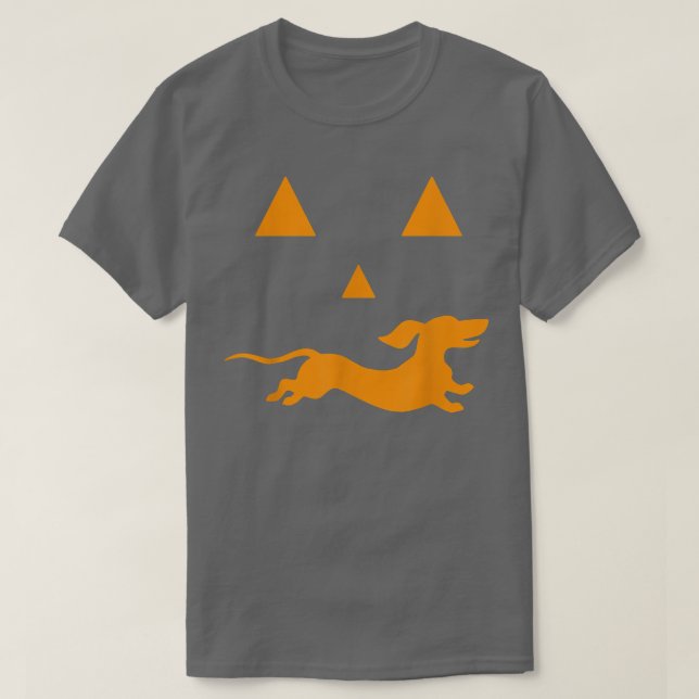 Dachshund Halloween Spooky Ansikte Rolig hund Clas T Shirt (Design framsida)