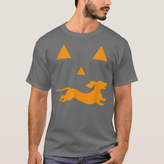 Dachshund Halloween Spooky Ansikte Rolig hund Clas T Shirt