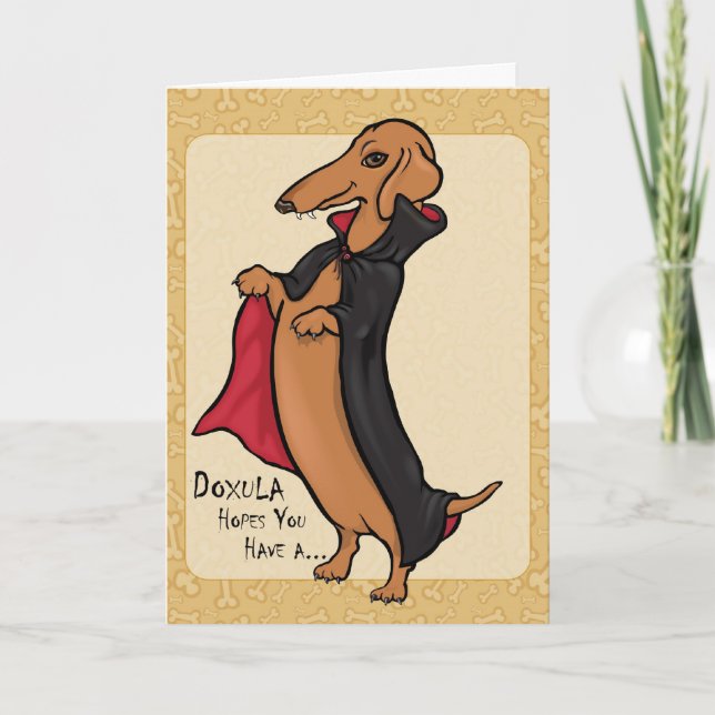 Dachshund Halloween Vampire Kort (Framsida)