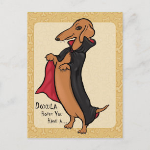 Dachshund Halloween Vampire Vykort