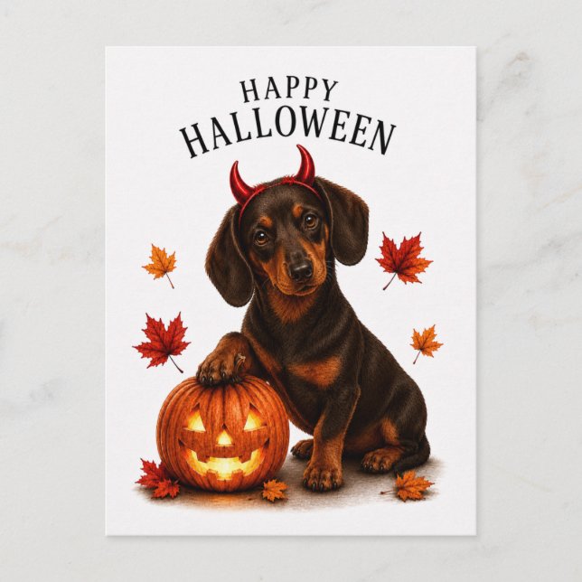 Dachshund Halloween Vykort (Framsida)
