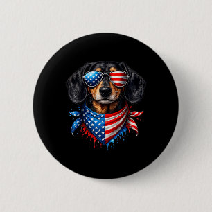 Dachshund Halsduk 4:e Juli Patriotiska Hundälskare Knapp