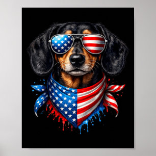 Dachshund Halsduk 4:e Juli Patriotiska Hundälskare Poster