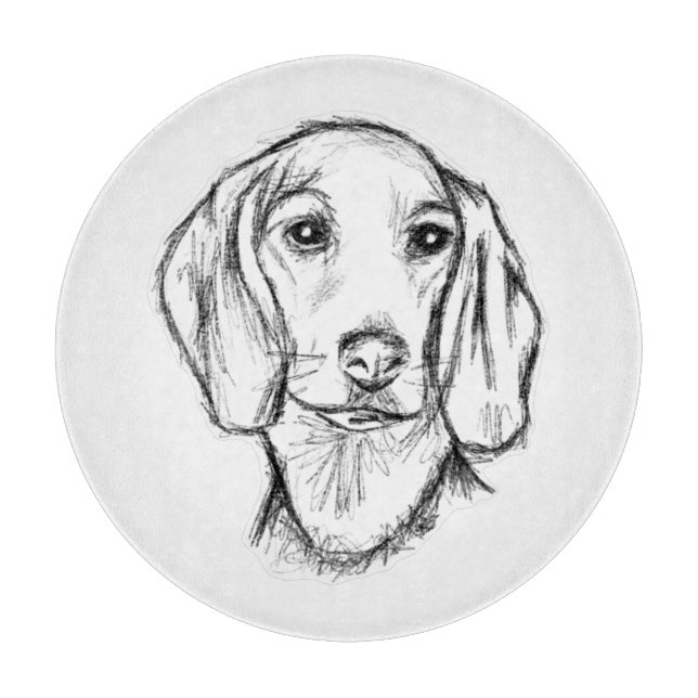 Dachshund hand plockade-sketch svartvit marionett  (Framsidan)