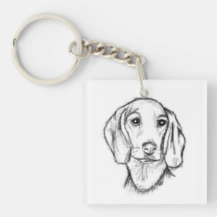 dachshund handritad skiss svart vit valp hund