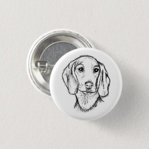 dachshund handritad skiss svart vit valp hund knapp