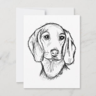 dachshund handritad skiss svart vit valp hund kort