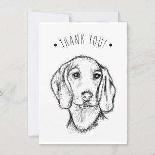 dachshund handritad skiss svart vit valp hund tack kort