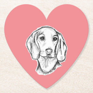 dachshund handritad skiss svart vit valp hund underlägg papper