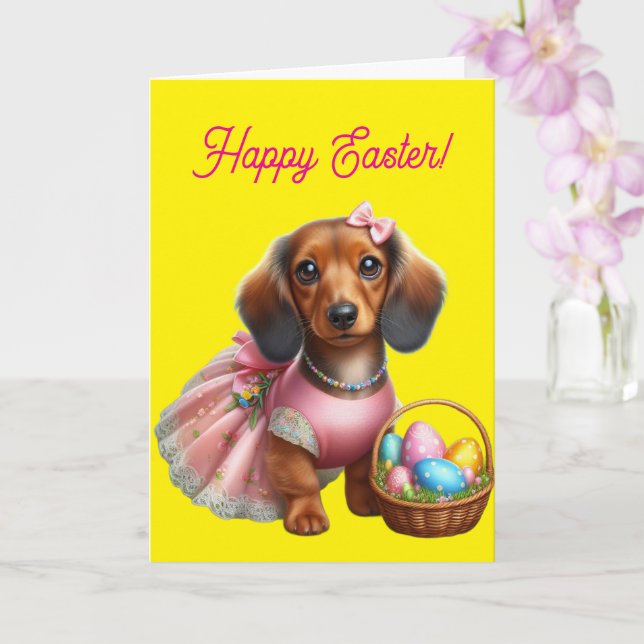 Dachshund Happy Easter  Kort (Orkide)