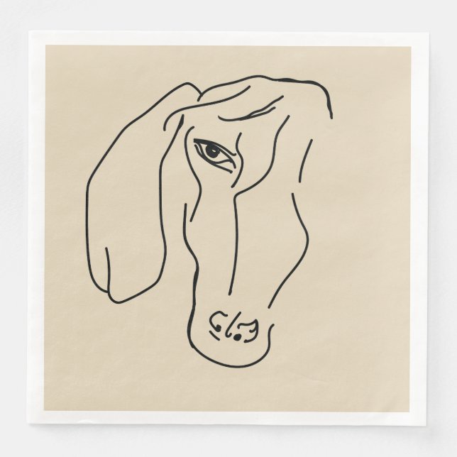 Dachshund Head, Art Teckning Pappersservett (Framsida)