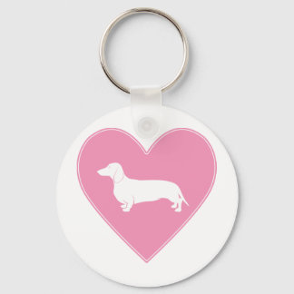 Dachshund Heart Classic Rosa Nyckelring